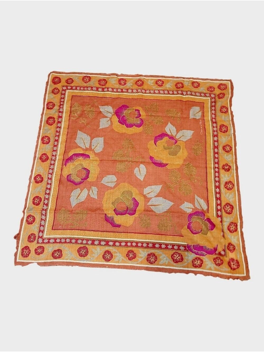 Vintage Oscar De La Renta Square Wool Scarf